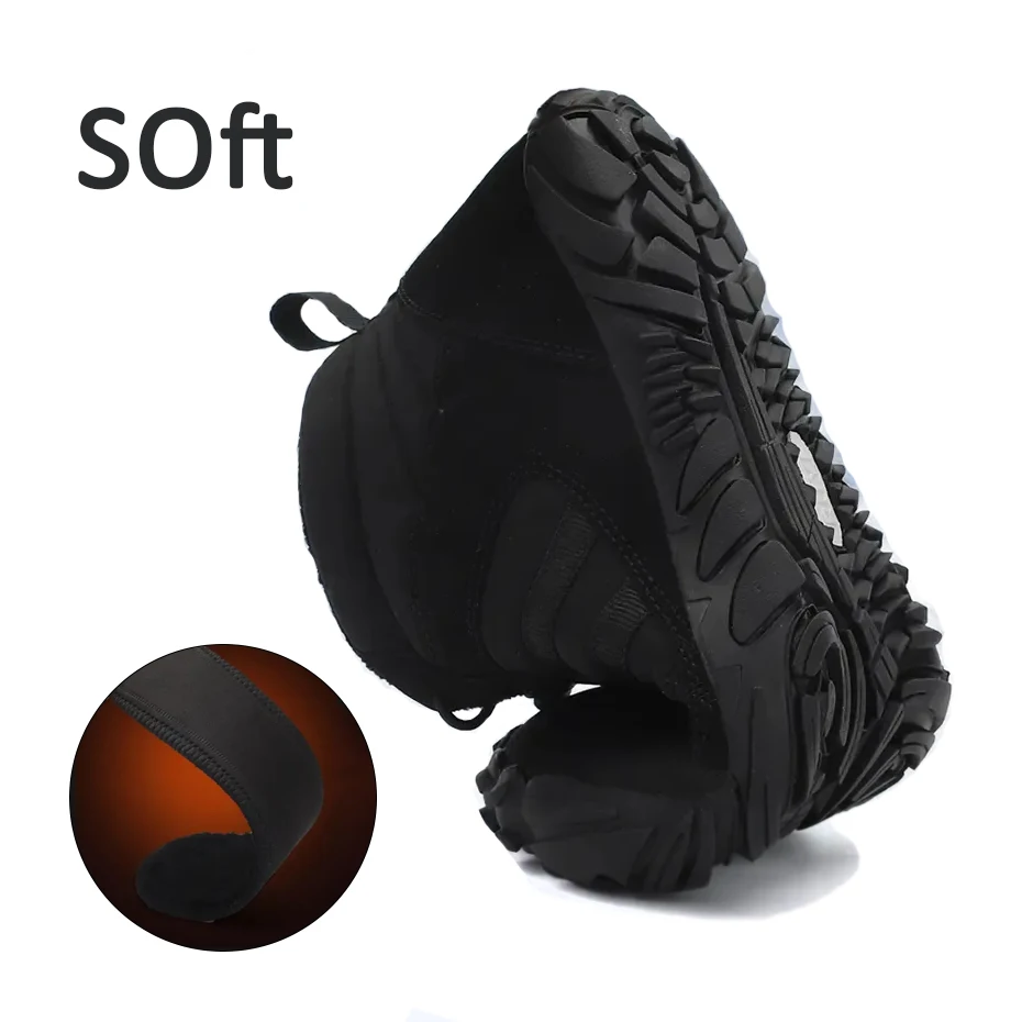 Winter Snow Boots Men Fur Big Size 47 Waterproof Ankle Boots Plush BareFoot Hiking Shoes Outdoor Work Shoes Ladies Snow Hiking Shoes Snow Boots