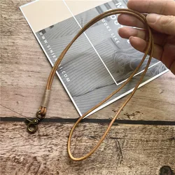 Genuine Leather Vintage Wrist Strap and Keychain Lanyard (Brown long)