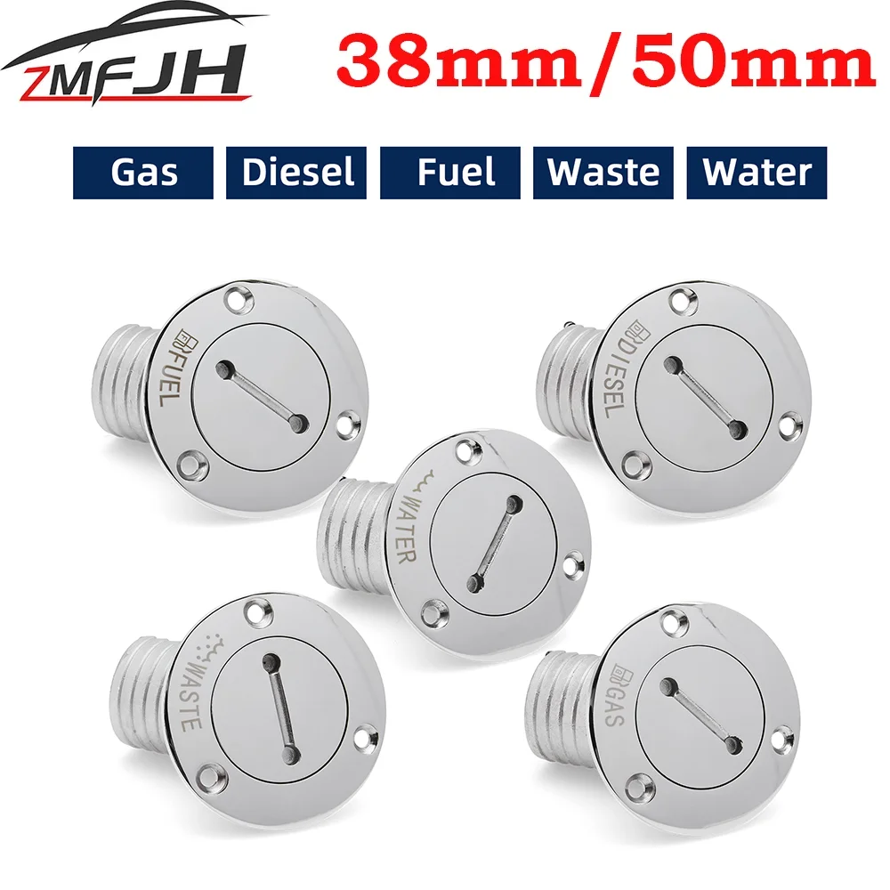 

AD 38mm 50mm Mirror Polish Marine Hardware Deck Filler 316 Stainless Steel Deck Filler Cap With Key GAS DIESEL FUEL WASTE WATER