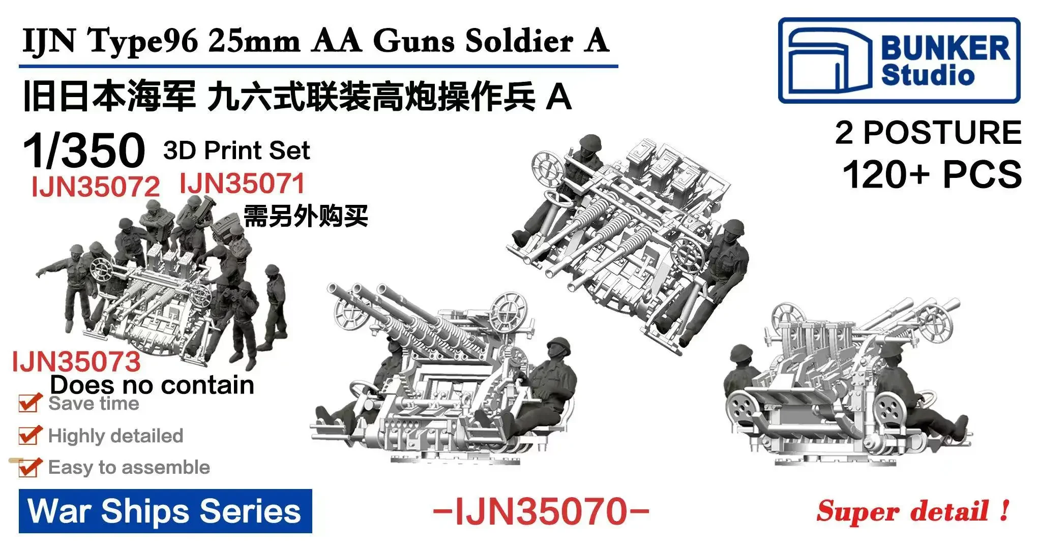 Type 96 25mm Triple AA Gun (for Yamato) A (Plastic model) - HobbySearch