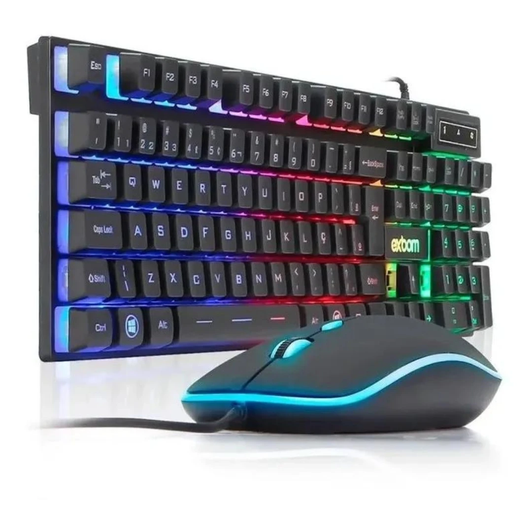 Keyboard and Mouse Portuguese Brazil USD Led RGB Colorful Gamer Kit