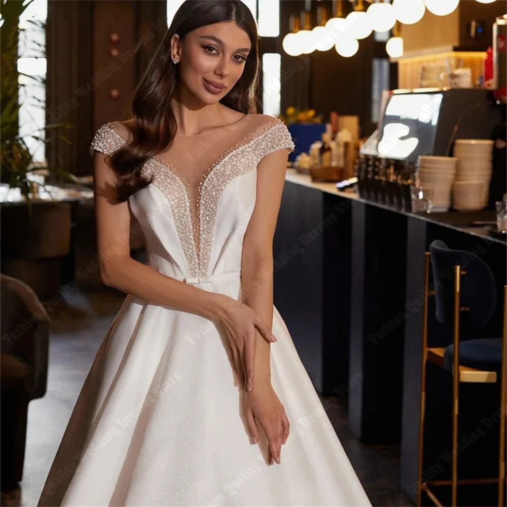 Elegant White Women Wedding Dresses Off The Shoulder A-Line Bride Gowns Mopping Length Princess Ball Vestido De Novia Customized 3