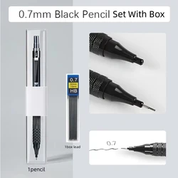 Art Drawing Mechanical Pencil Set with Low Center of Gravity and Retractable Nib, Includes Gift Box (0.7mm black set)