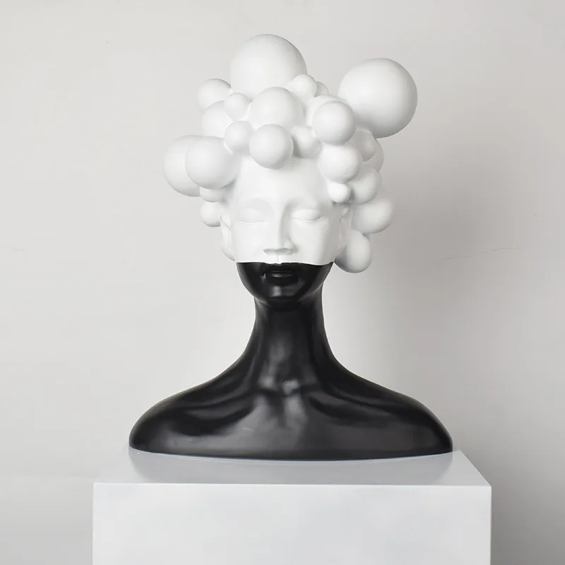 

Modern Minimalist Art Figure Sculpture Resin Ornaments Black and White Girl Soft Decorations Model Room Living Room Creative