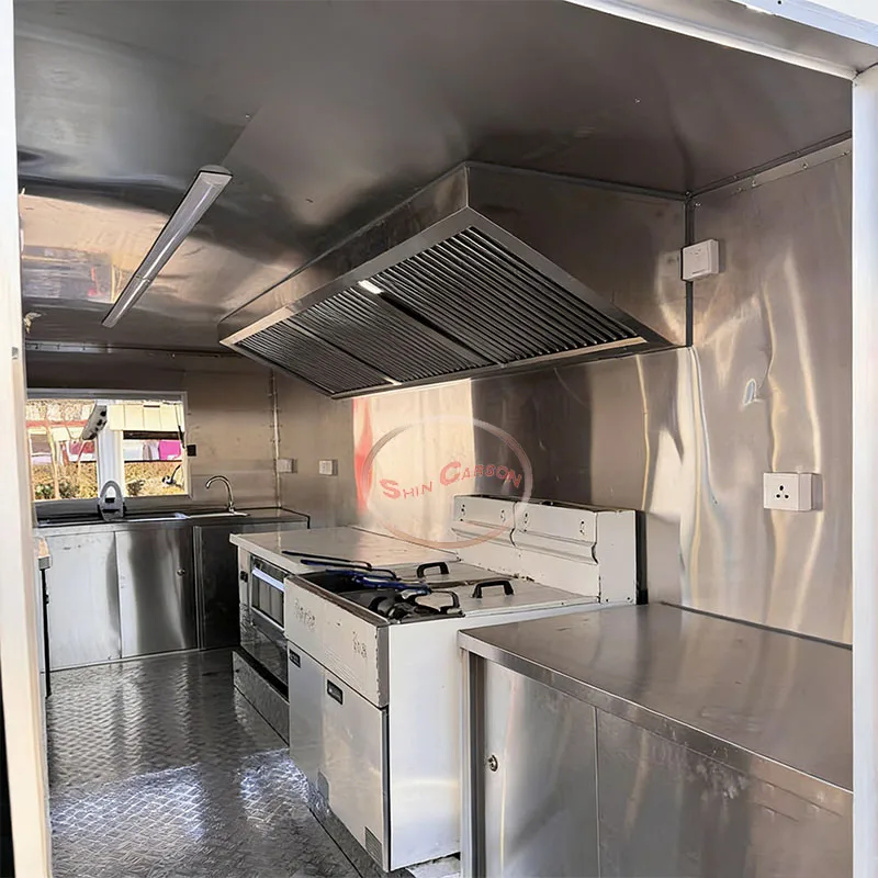 Outdoor Food Trailer Silver-Gray Dual-Wheel Structure with Side Serving Window Catering Truck Mobile Kitchen Trailer S3f98ffc669124fd793735de633227067t