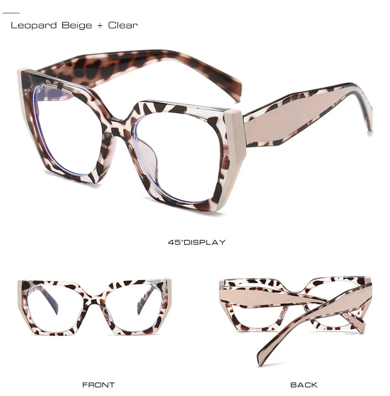 Occhiali da vista polygonali cat eye anti-luce blu moda_voghion.com