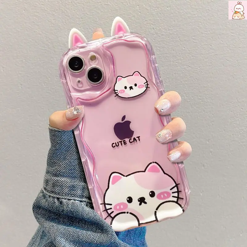 3D Bear Frog Eyes Cat Ears Phone Case Cover