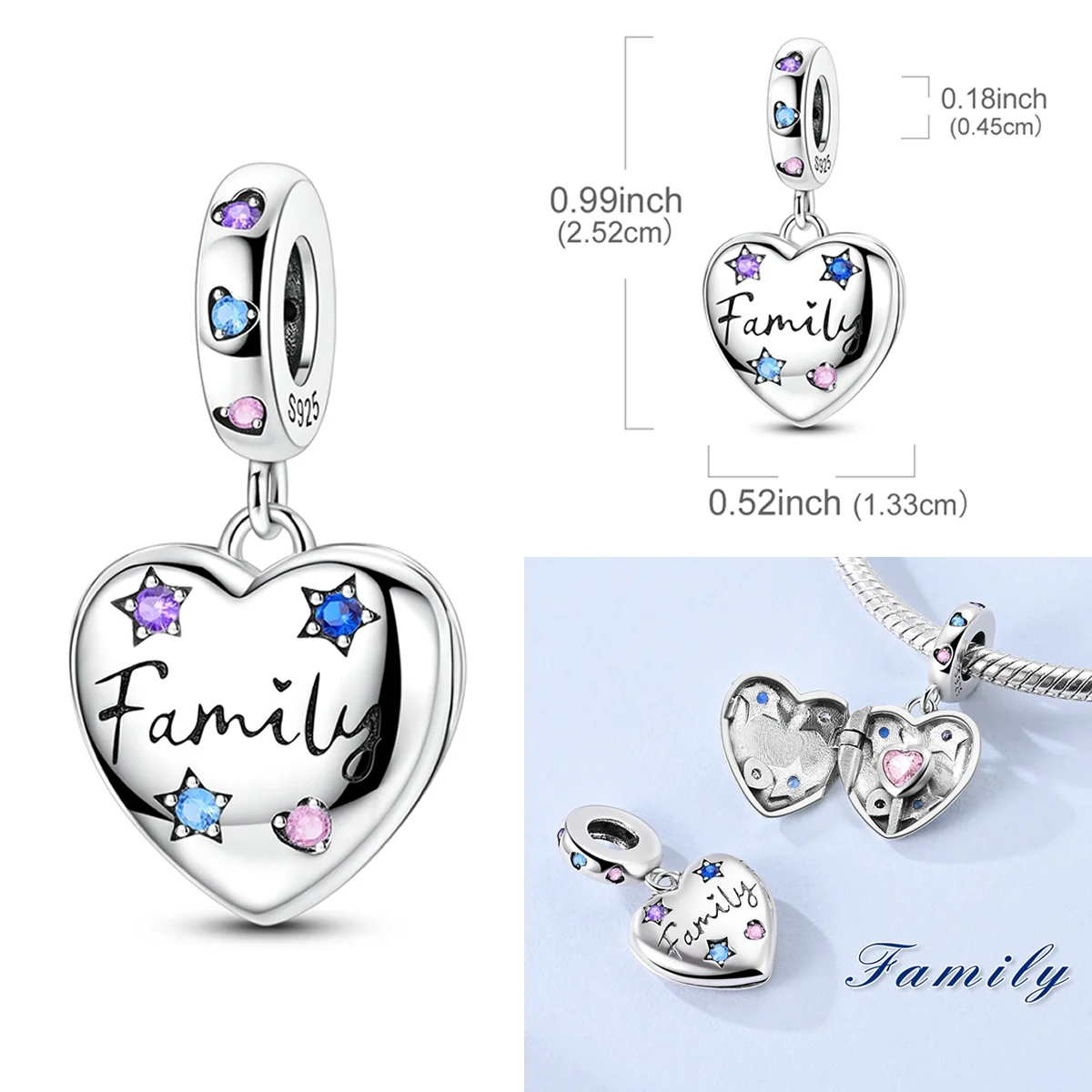 Charms aus 925er-Sterlingsilber, glückliche Familie, Perle, Zirkonium, Familie, Liebe, baumelnd, passend für Original-Armband, Damen, Schmuck, Geschenk