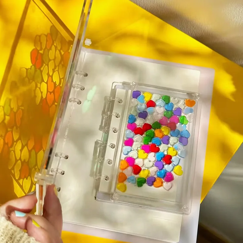 투명하고 가시적인 아크릴 노트북, Diy 크리에이티브 문구, A7/A5 노트북, 퀵샌드, 느슨한 잎 노트북, 학생 용품