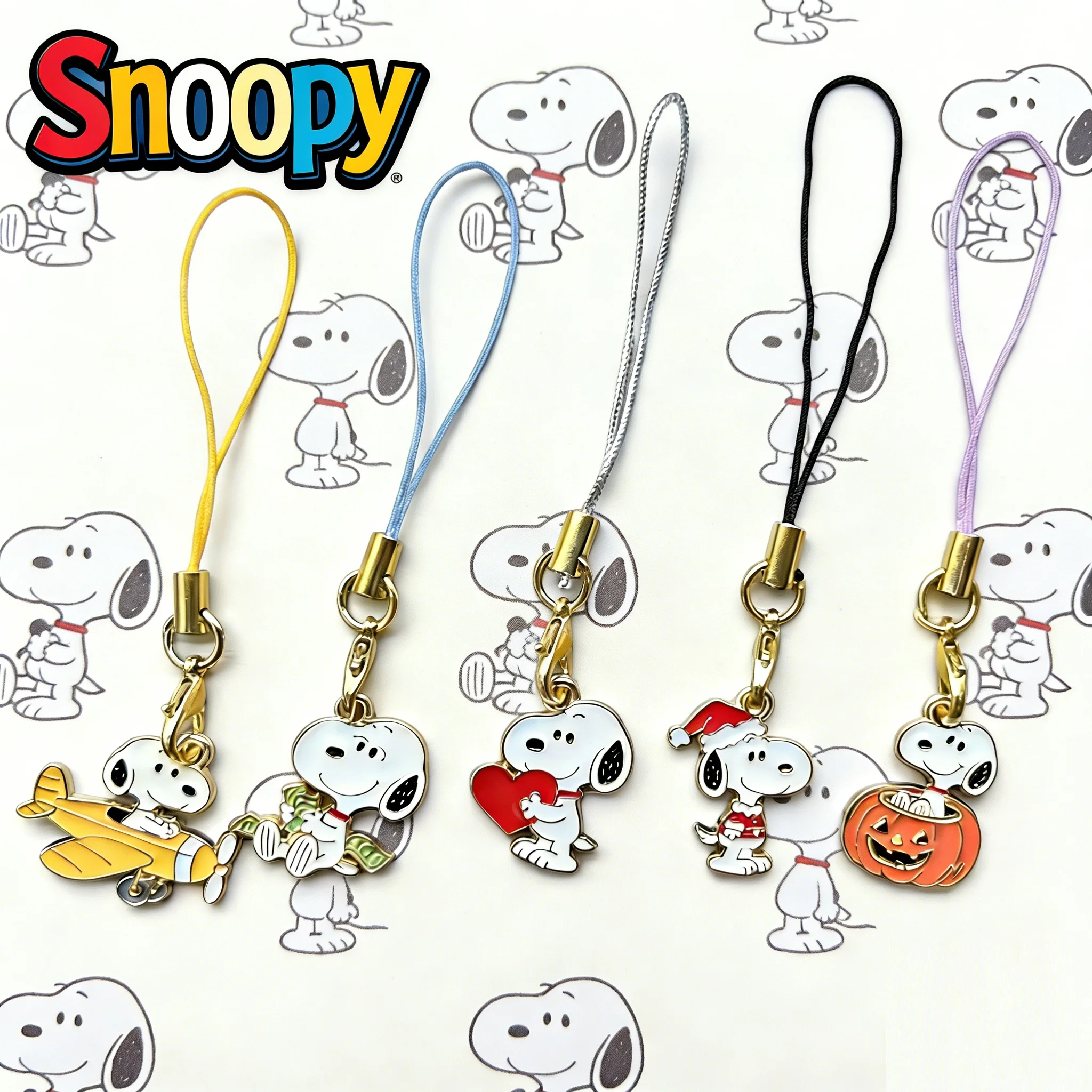 5 Stück Snoopy Anime Schlüsselanhänger, Handykette, Schlüsselband, Schulranzen-Dekoration, Kawaii Taschenanhänger, Schmuck, kleines Geschenk für Freunde – Detail 2