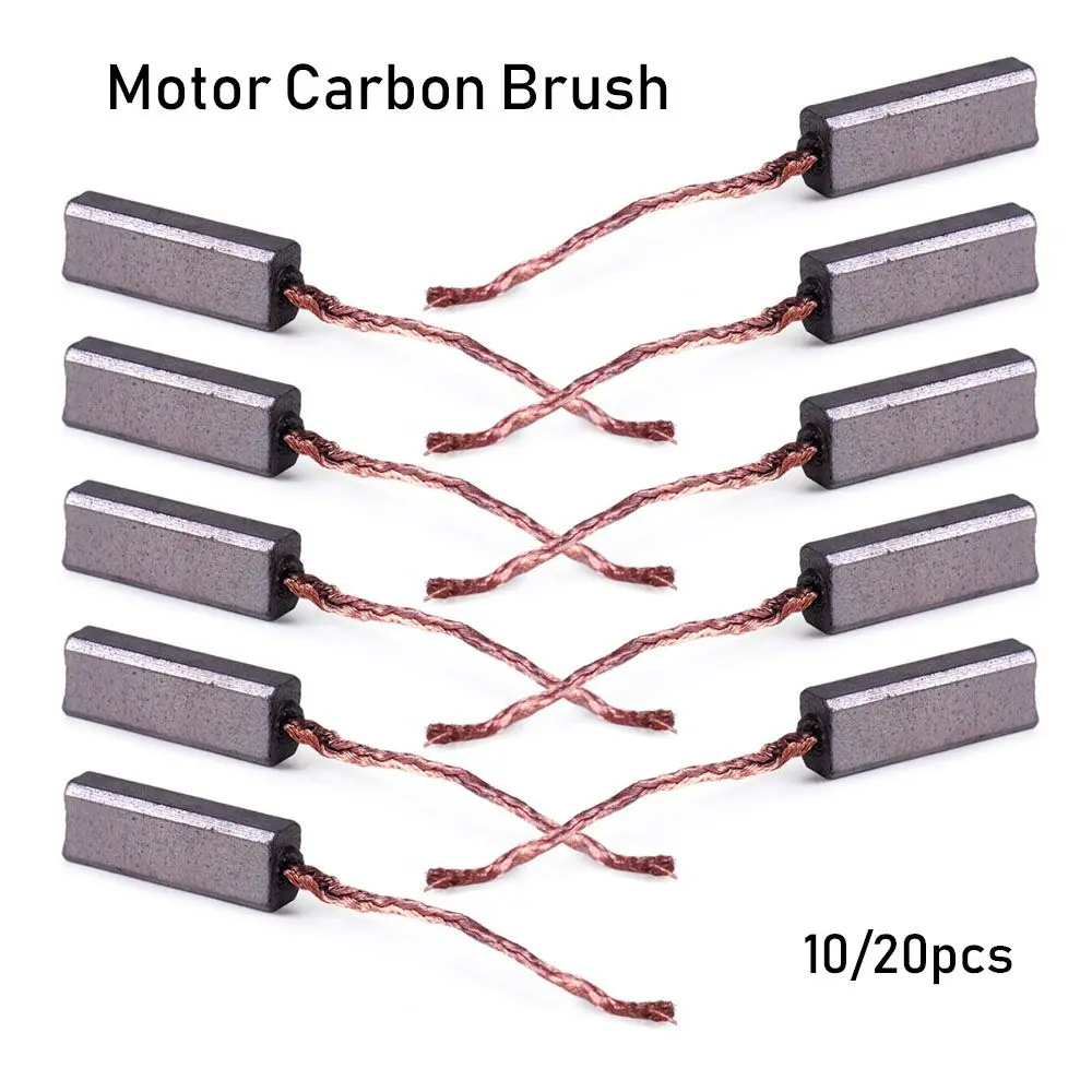 New 10/20pcs Carbon Brushes Wire Leads Generator Generic Electric Motor Brush Replacement 4.5 x 6.5 x 20mm 5