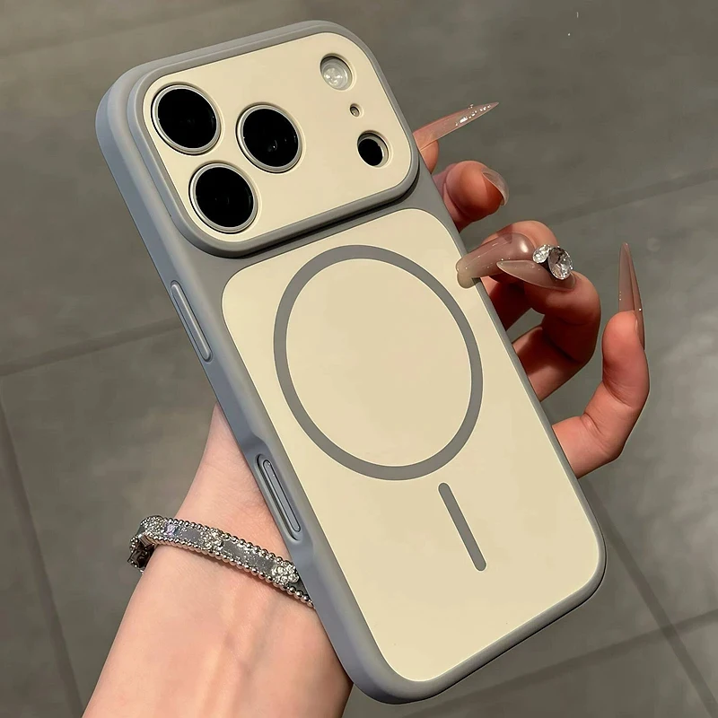 Magnetic Matte Phone Case For Iphone Two-colour Bumper Cover_voghion.com