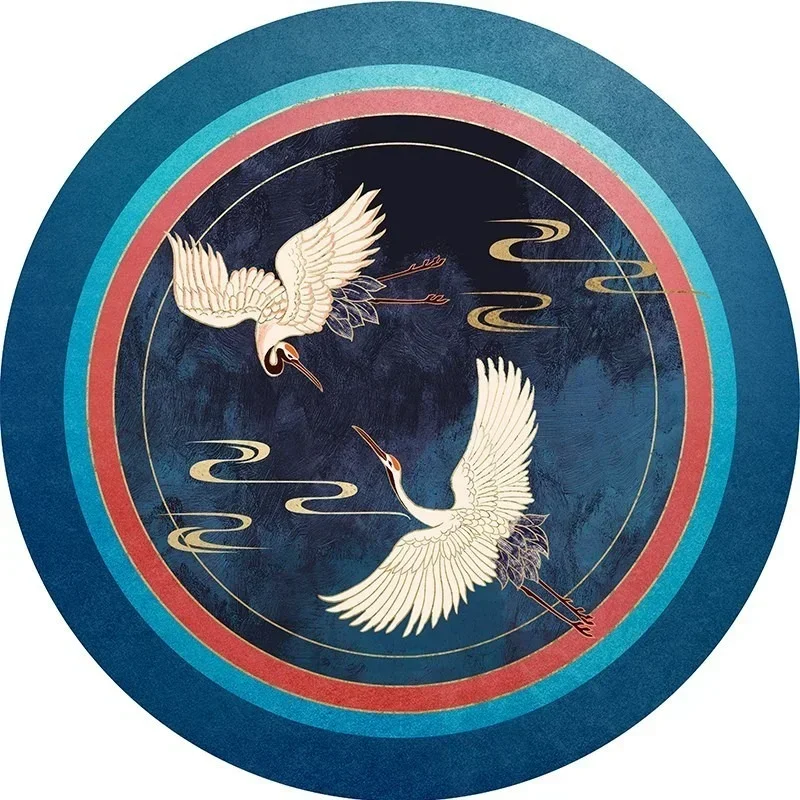 Children's room game non-slip carpet Chinese crane round living bed bath small home decoration