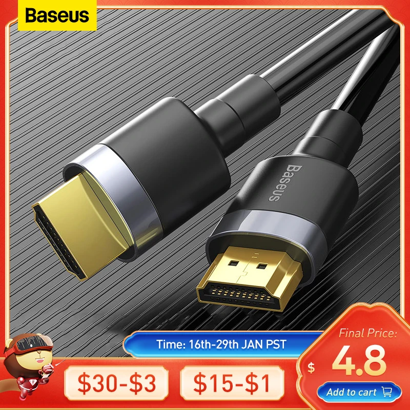 Baseus hdmi cabo compatível 4k hd a 4k cabo hd para ps4 tv switch box