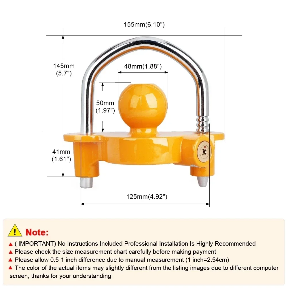 Trailer Coupling Lock Heavy-Duty Anti-Theft Hook Lock Universal Trailer Ball Coupler Lock for Caravan RV
