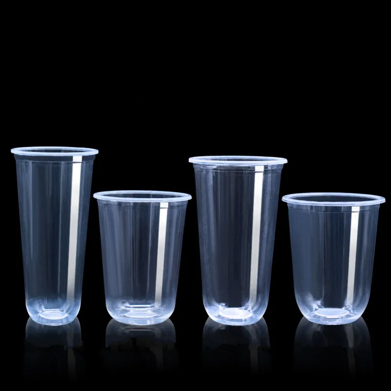 Description Picture 6 of item50pcs/pack 360/500/700 U Shaped Bubble Tea Cup Soft Plastic Cup Boba Tea Cups Disposable Cups Accept Customization