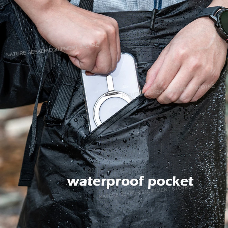 Hikeman Rain Skirt for Hiking Cycling 210T Rain Pants 136g Ultralight Waterproof Rain Poncho Split Raincoat Gear