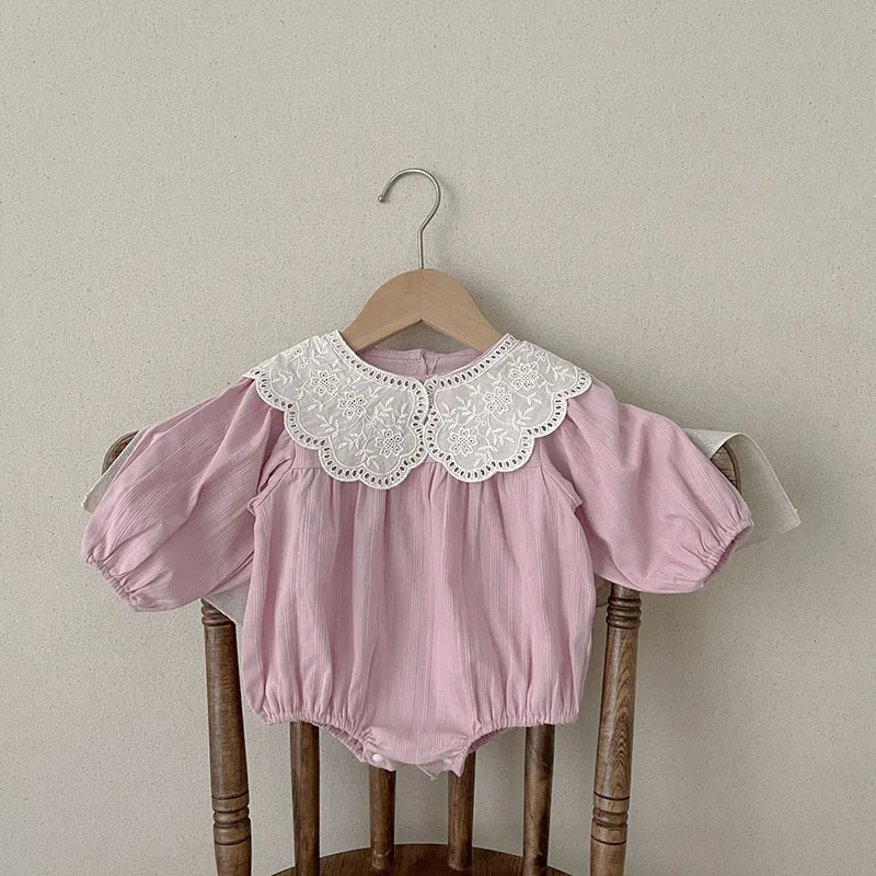 

LILIGIRL Autumn Ins Style Baby Girls Clothes Lace Collar Bodysuit Long Sleeve Loose Style One Piece Baby Girls Clothes