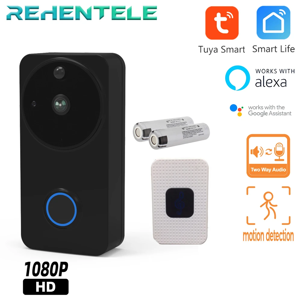 

Уличный умный дверной звонок 1080P на батарейках с поддержкой Wi-Fi