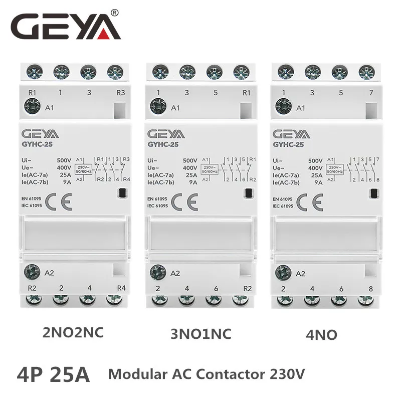 geya contator modular domestico tipo trilho din contator 02