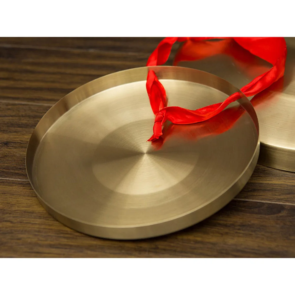 Portable 15.5cm Hand Gong Brass Copper Cymbals with Wooden Stick Percussion Instrument Toys for Traditional Festival