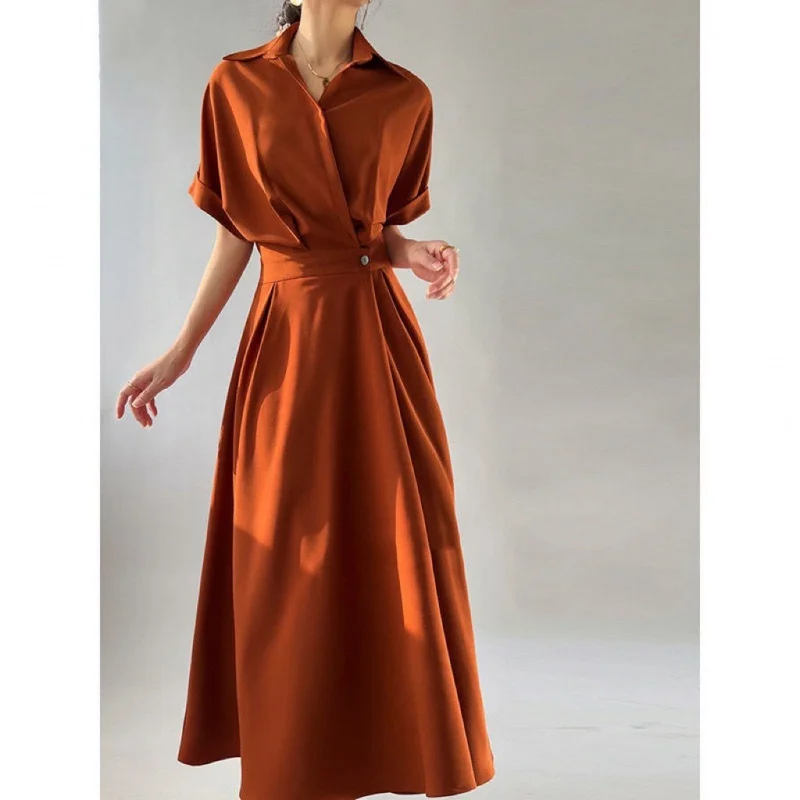 

Женское винтажное платье с пуговицами, однотонное Плиссированное Платье Макси во французском стиле с поясом, роскошные дизайнерские плать...