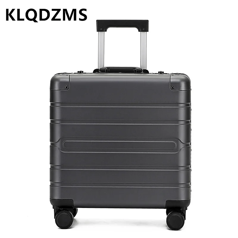 KLQDZMS Carry-on Luggage Men's Business Boarding Box Small All Aluminum Magnesium Alloy Trolley Case 18 Inches Cabin Suitcase