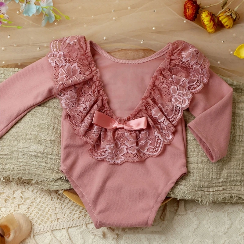 Baby Photo Clothing Lovely Princess Lace Jumpsuit Long Sleeve Romper Newborns Shower Party Elegant One-piece Photo Props A2UB - 4