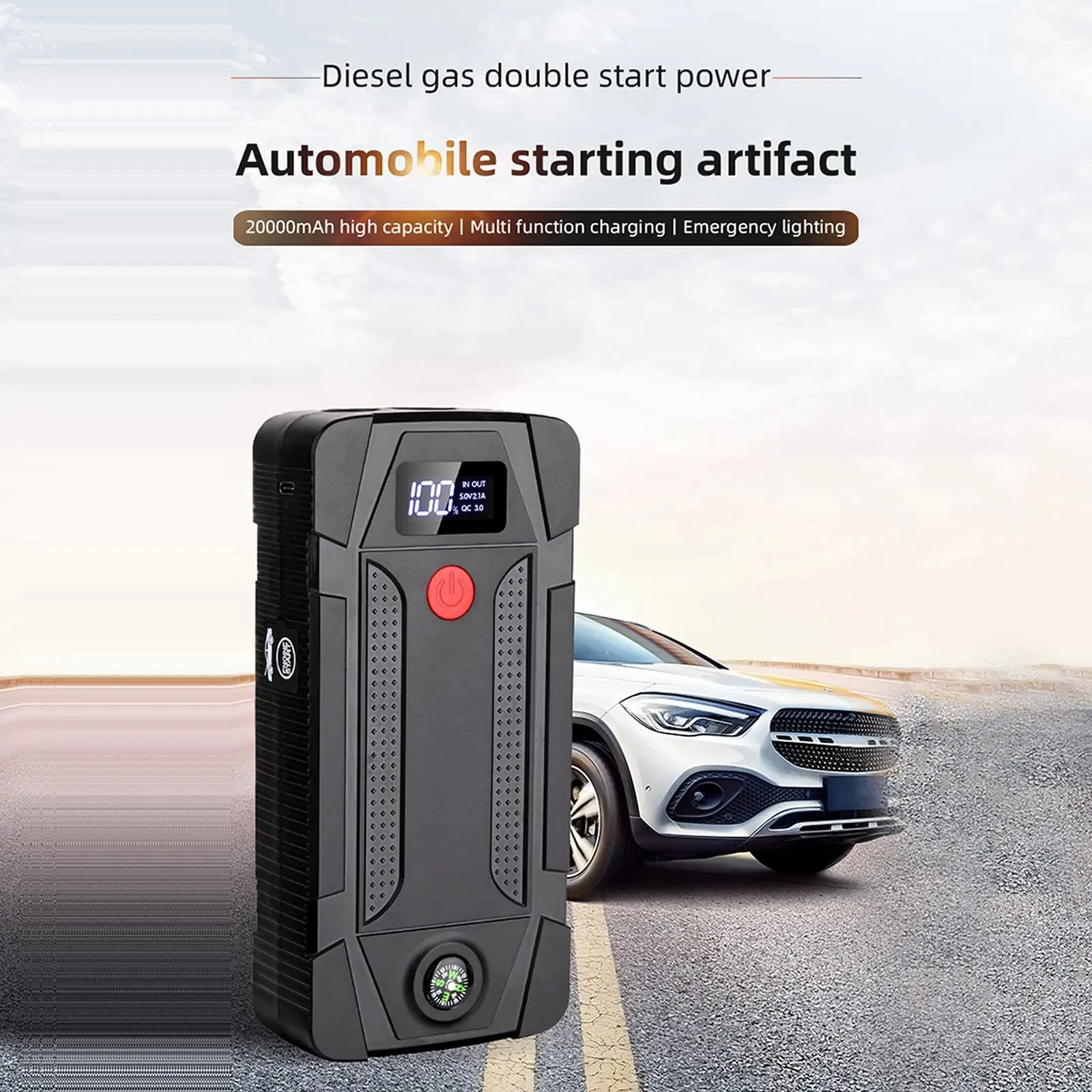 Car Jump Starter Portable Power Bank Car Battery Booster Starting Device Auto Emergency Charger With LED Flashlight