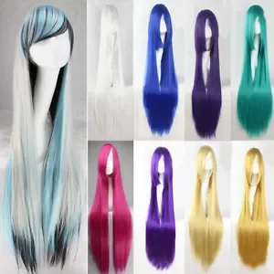 Sexy Super Long 100CM Full Wigs Cosplay Costume Hair Anime Straight