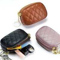 Fashion Women Mini Wallet Leather Female Purse Card Holder Coin Purse Short Wallets Small Purse Zipper Keychain Clutch Bag 2