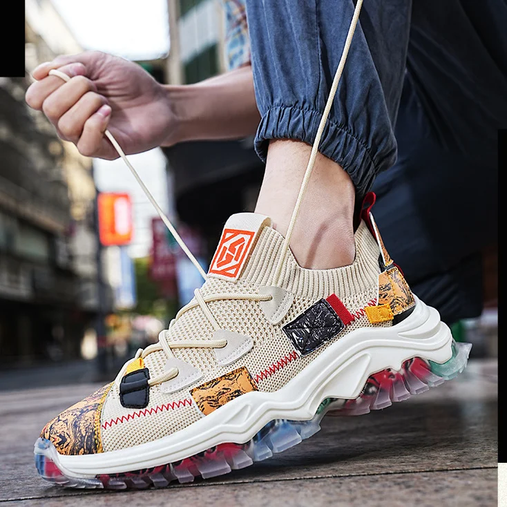 

Flying Weave Thick Sole Dad Shoes Casual Fashion Sports Men's Shoes Outdoor Breathable Mesh Running Shoes