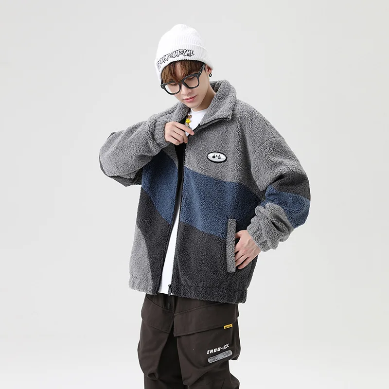 

Winter Youth Student Plush Coat Lamb Plush Coat Men's Fashion Hooded Cotton Coat Men's