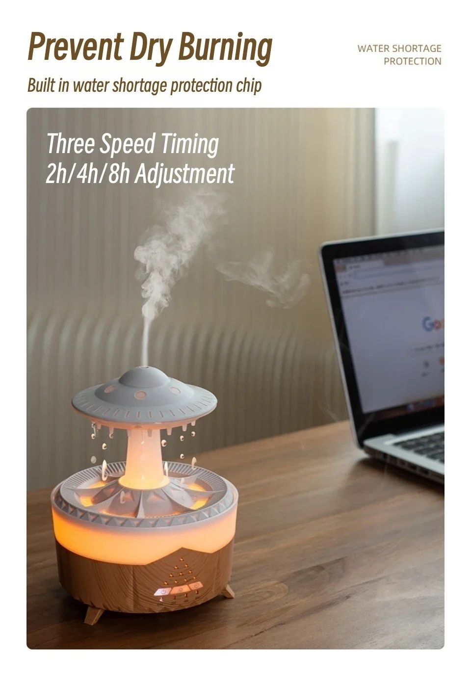 UFO Raindrop Ultrasonic Aroma Diffuser & Humidifier with Remote Control, 350ml, LED Night Light, Timing Function 22 S3f9a13ef59ca4aa5ae2234f44d00c11en