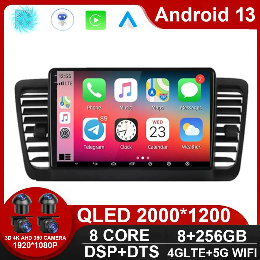 

Carplay Android 13 4G+WiFi Car Radio Multimedia Video Player For Subaru Outback 3 Legacy 4 2004 - 2009 Navigation GPS NO 2Din