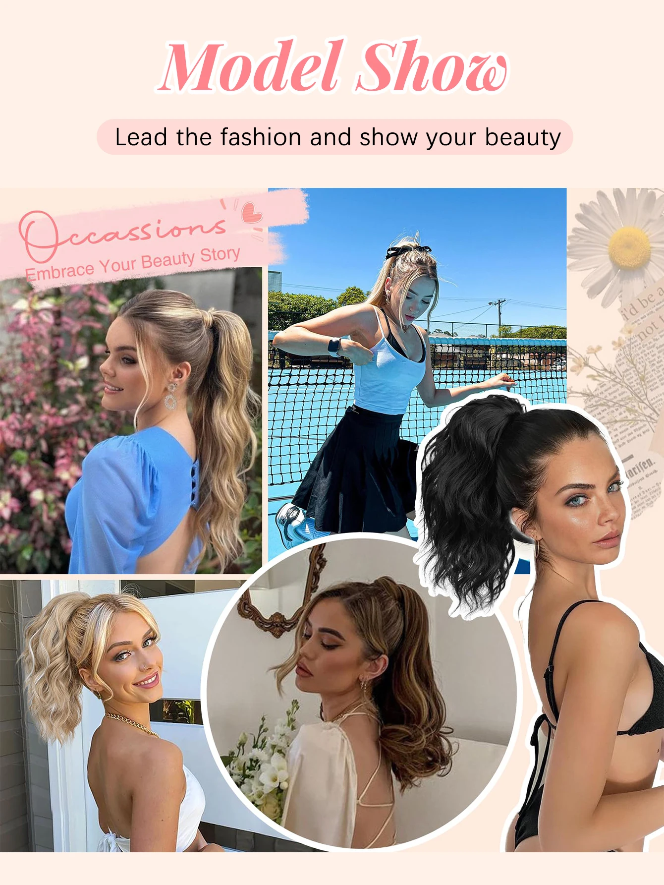 Synthetic Curly Ponytail Hairpiece For Women Heat Resistant