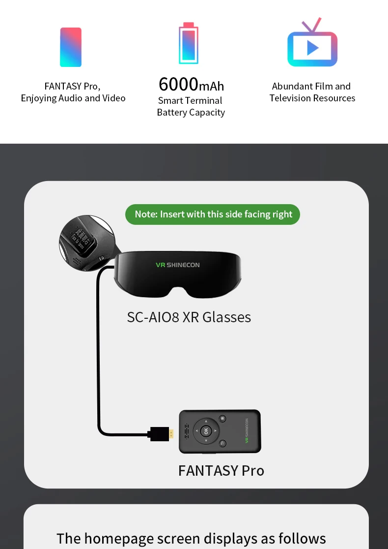 VR SHINECON SC-AI08 Pro XR AR Glasses 3D Smart VR Giant Screen