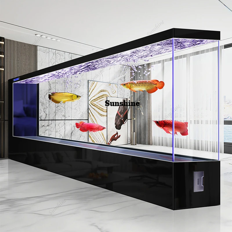 Aquarium géant sur pied, séparateur de pièce en verre ultra-transparent