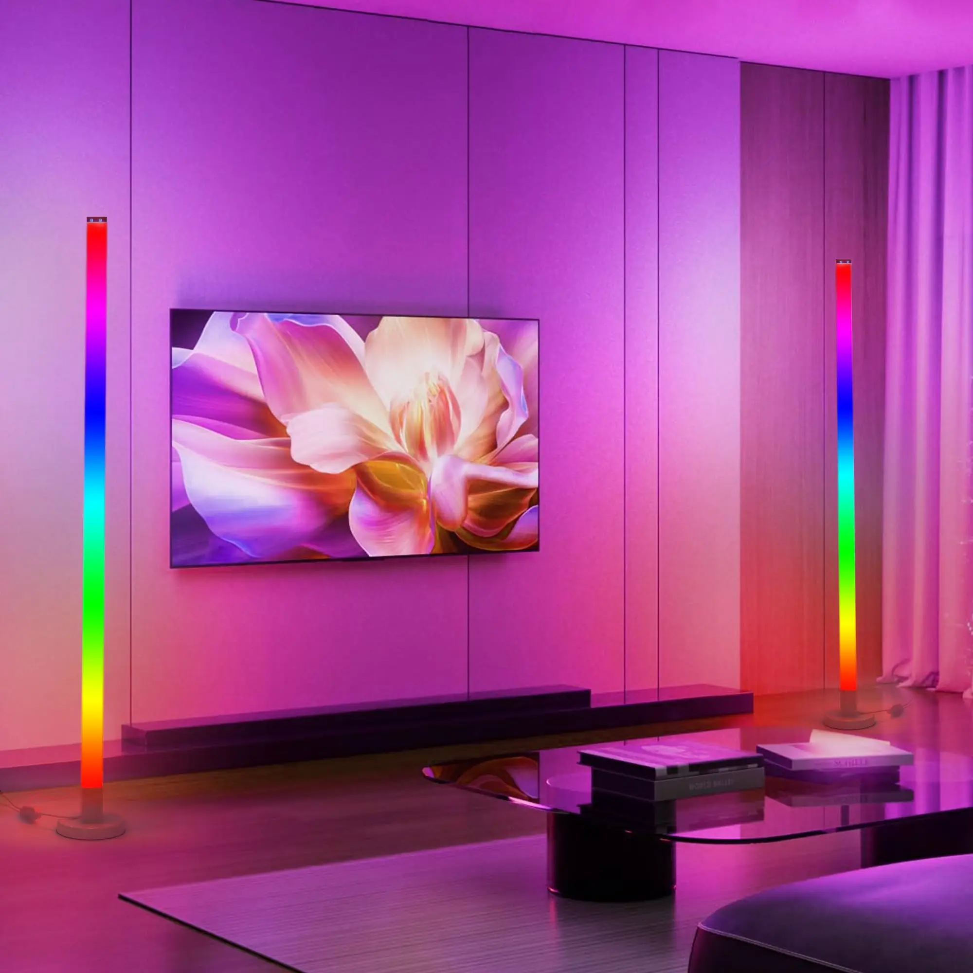 150CM RGB Floor Lamp LED Corner Floor Lamp Bedroom Ambient Lighting RGBIC Color Changing APP Control For Living Room Decorate