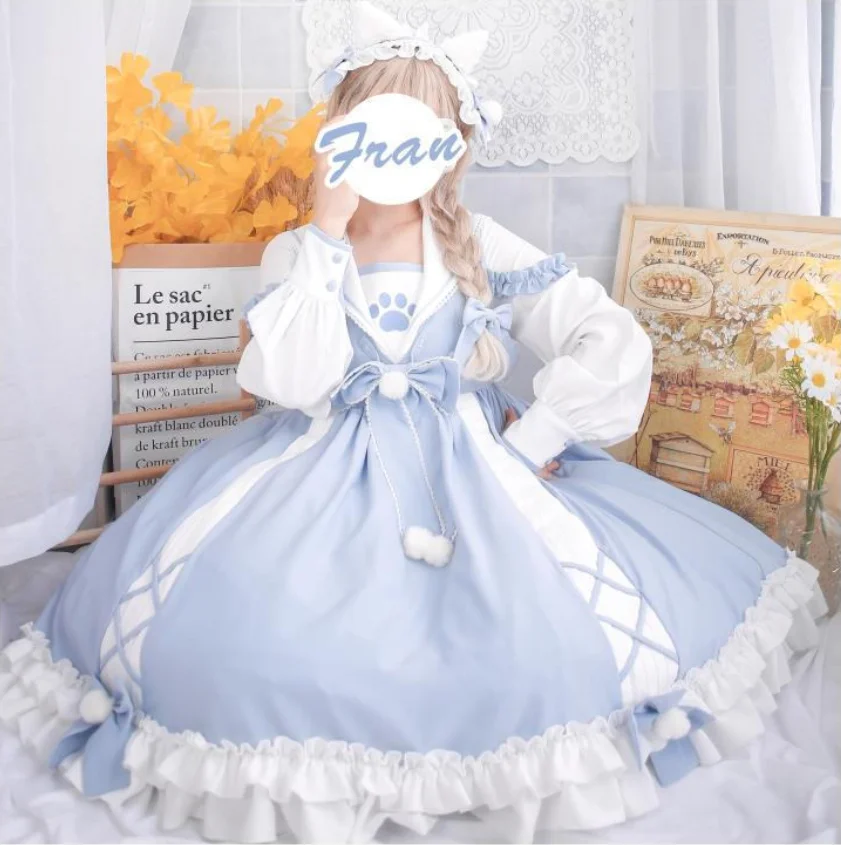 Vestido relaxante de urso kawaii, bordado de urso, lolita, rilukkuma, saia  geral, chapéu, kawaii japonês, roupas fofas, saias harajuku - AliExpress