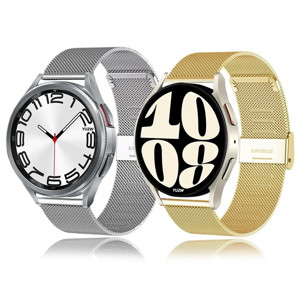 

Ремешок из нержавеющей стали для Samsung Galaxy Watch 6 5 4 40 44 мм 5 Pro Band Watch 6 4 classic 43 47 мм, металлический сетчатый Браслет, 22 20 мм