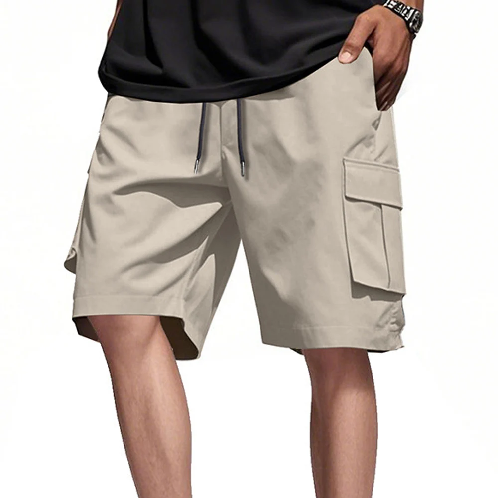 Men Summer Cargo Shorts Elastic Wide Leg Workwear