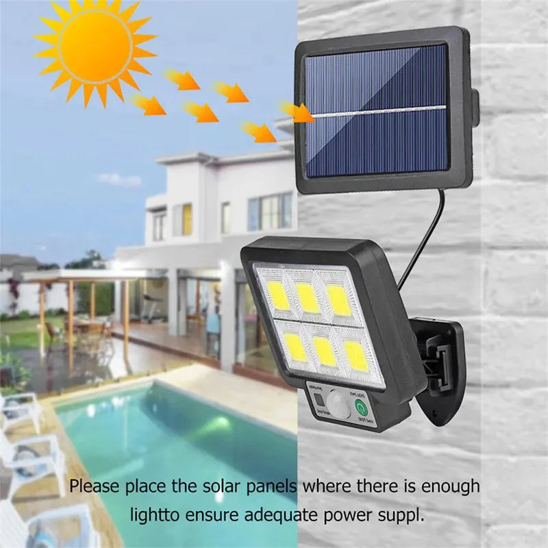 LED Solar Split Wall Lamp with Motion Sensor - 3 Modes Outdoor Waterproof Emergency Lighting for Street Garden Security And Deco