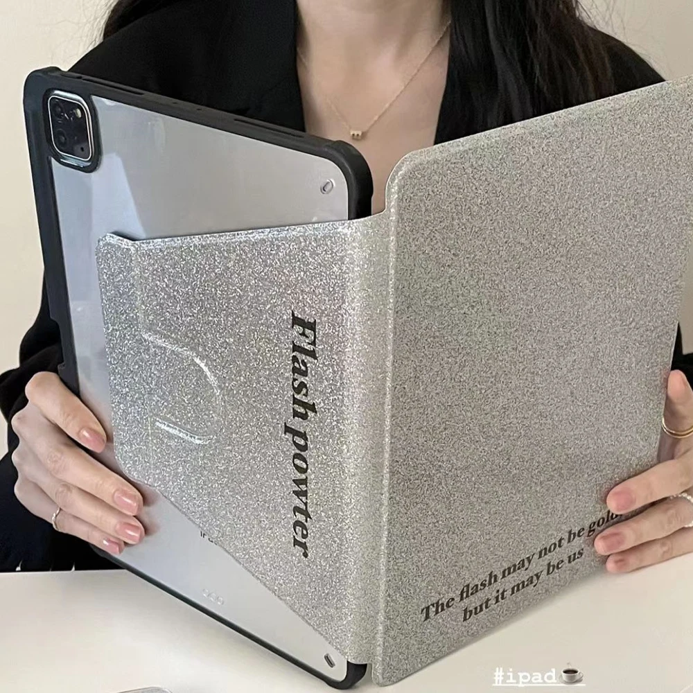 Per Ipad Air 7 Custodia Artistica Semplice Moda Argento Glitter Custodia Per Ipad 10Th Case 2023 10.2 10.9 Ipad Pro 11 Mini Flip Cover