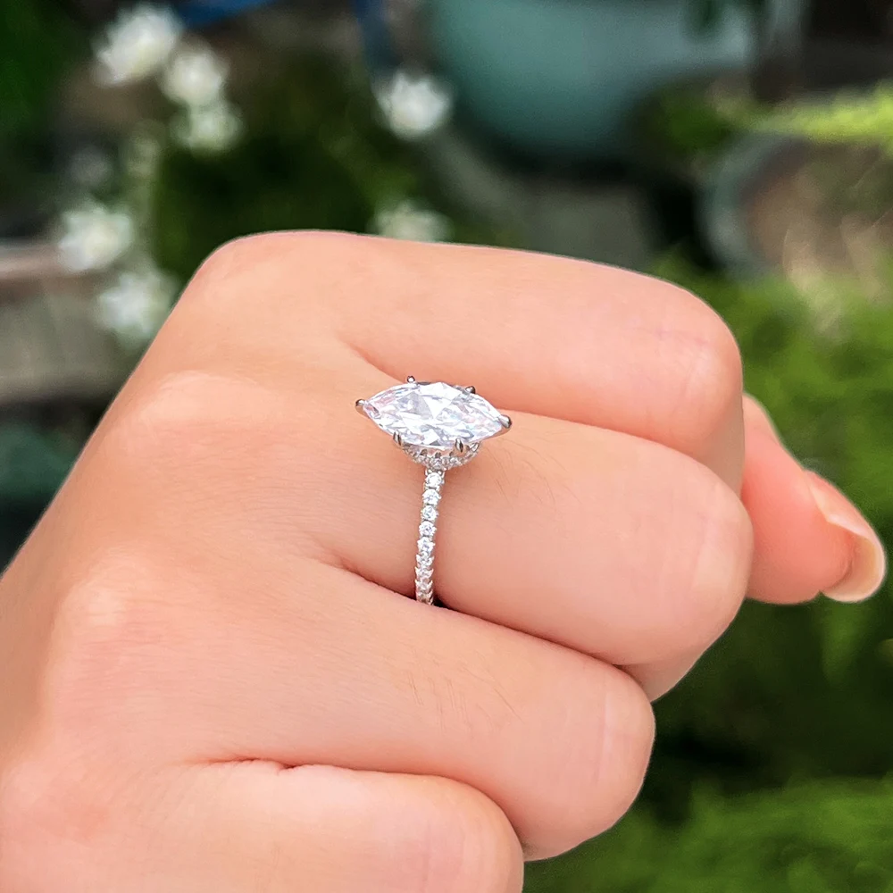 ポテトさん専用　オーダーメイド　左右20% QooLady Fashion 925 Sterling Silver Marquise Cut Cubic