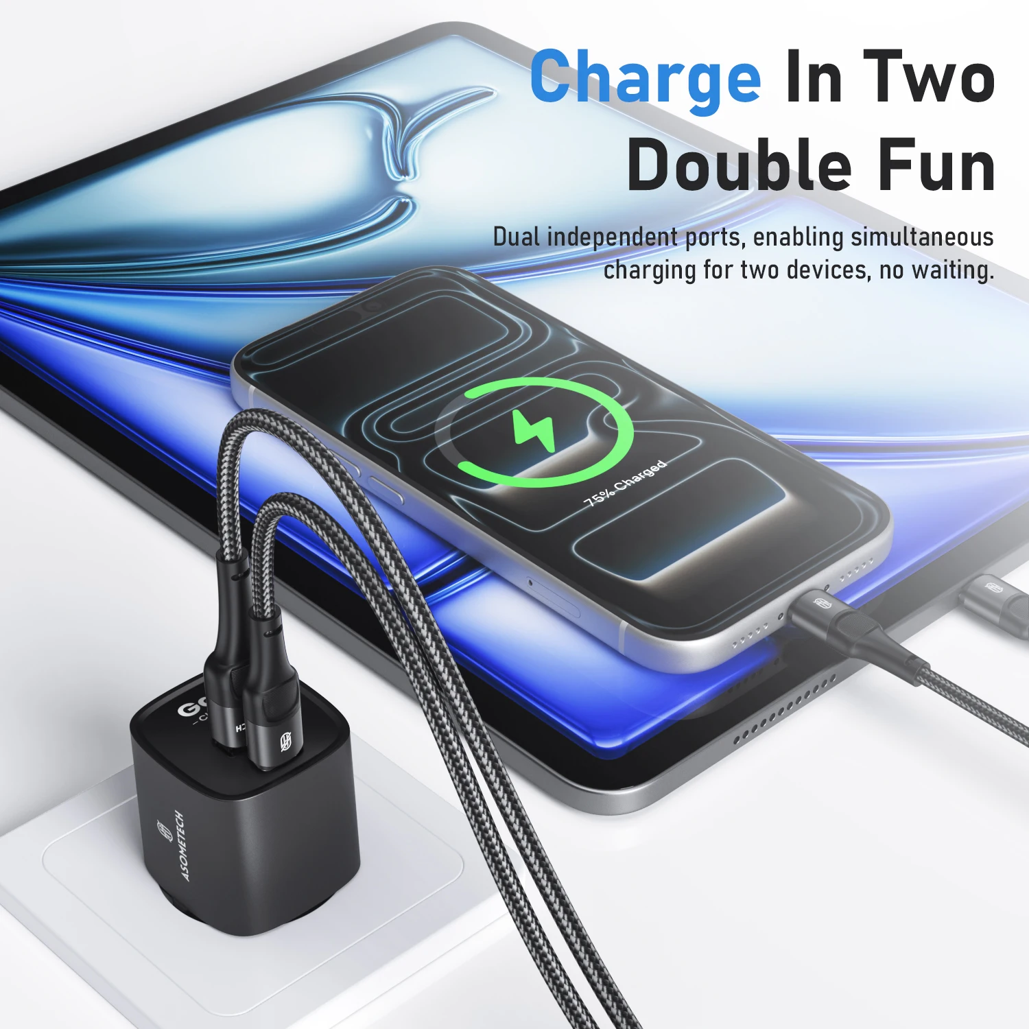 33W GaN USB-C Portable Fast Charger with Dual Ports