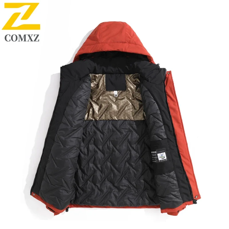 COMXZ Racing Jackets Detachable Hood Warm Waterproof Climbing Camping Men's Windbreaker Jacket Adventure Fleece Warn Outerwear
