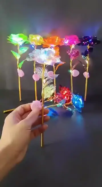 Led Valentine's Day Mother's Day Gift 24K Foil Plated Roses Artifical Flowers Wedding Decor Lover Lighting Roses Creative Gift