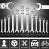 WOZOBUY Flex Head Ratcheting Wrench Set- Metric Ratchet Combination Wrenches CrV Gear Spanner Set Car Key Wrench Repair Tool Set 6
