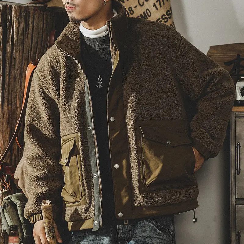 

New Arrival Autumn and Winter Thick Warm Oversized Jacket Men Lambwool Fluffy Loose Casual Faux Lamb Fur Coats 2023 H91